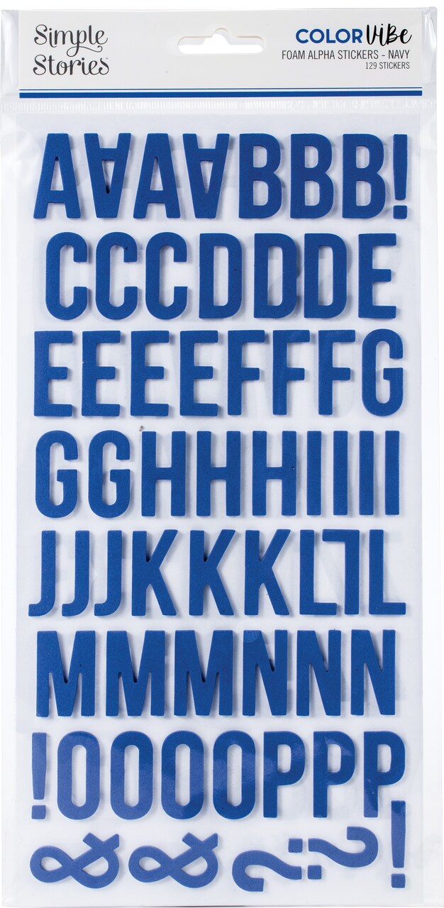 Simple Stories Color Vibe Foam Alpha Stickers 6"X12" 129/Pkg-Navy